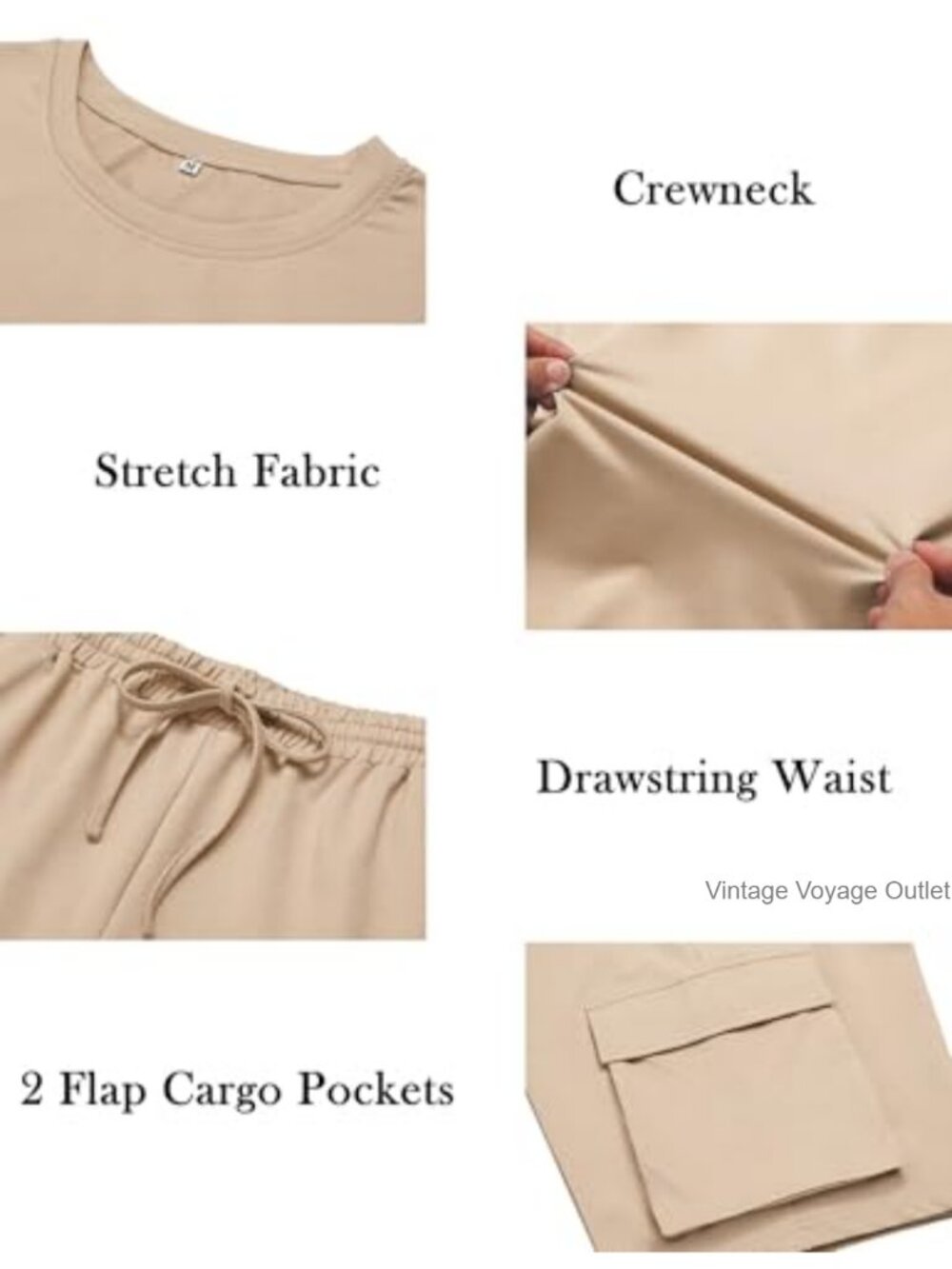 Men's 2 Piece Short Sleeve Tee & Drawstring Cargo Shorts Set - Picture 5 of 5
